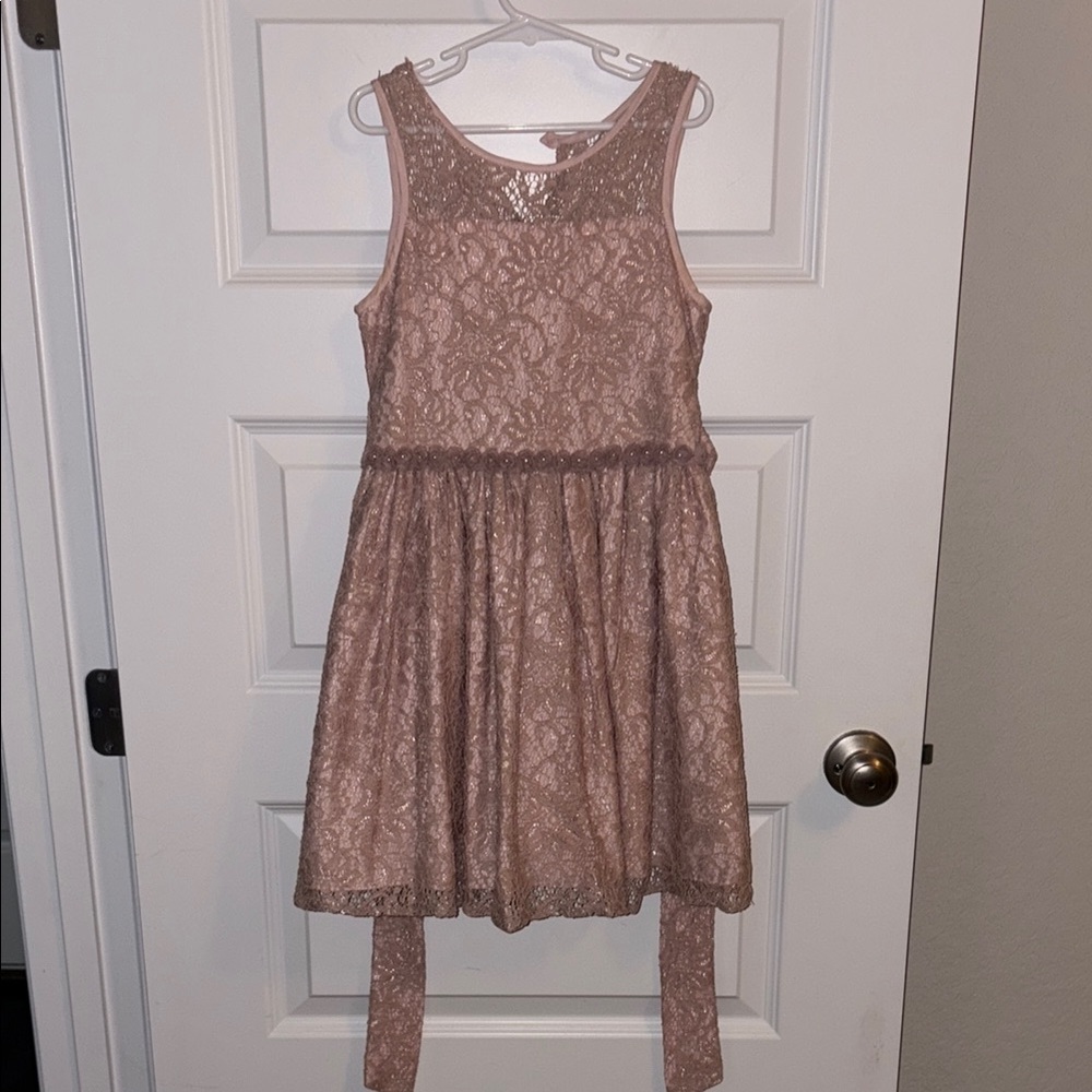 Elegant Lace Kids Dress in Pink